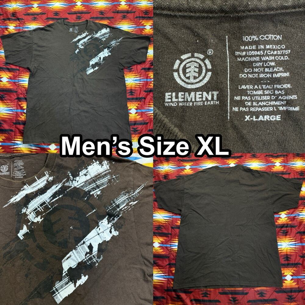Vintage Y2K Element Skateboarding Brown T-Shirt Men’s Size XL